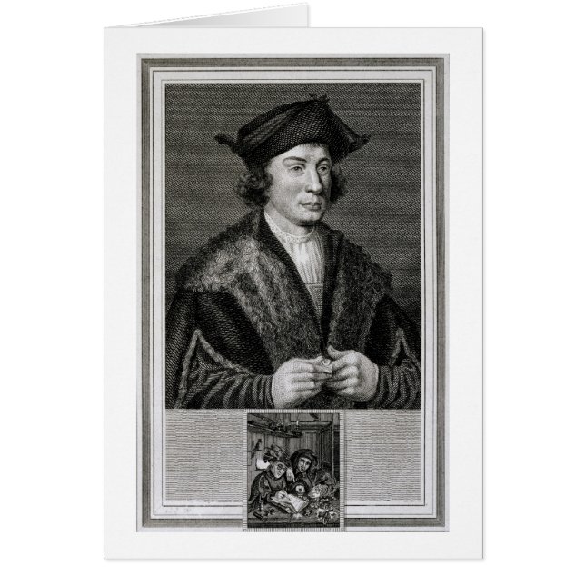 Självporträtt som inristas av J. Tränga någon Hälsningskort (Framsidan)