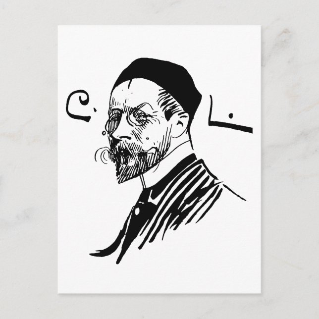 Självporträtt till Artist Carl Larsson 1891 Vykort (Framsida)