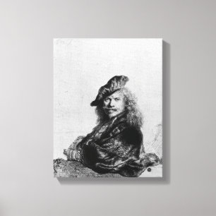 Självporträttbenägenhet på en stensill, 1639 canvastryck