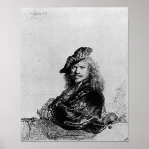 Självporträttbenägenhet på en stensill, 1639 poster
