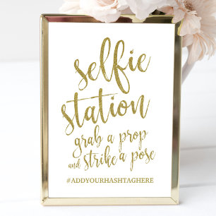 Självporträttsstation Glitter Guld Prisvärd Skylt Inbjudningar