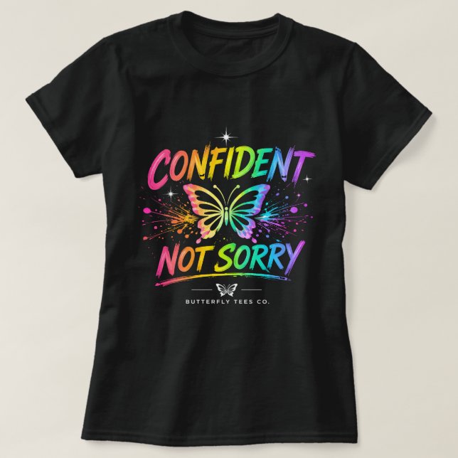Självsäker Inte Ledsen Fjärilskjorta 0047712 T Shirt (Design framsida)