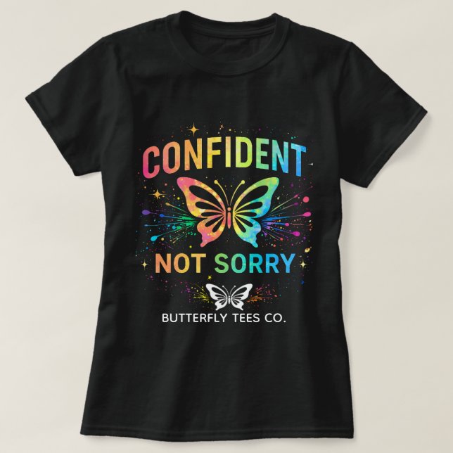 Självsäker Inte Ledsen Fjärilskjorta 0047718 T Shirt (Design framsida)