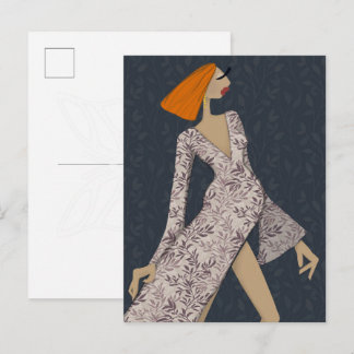 Självsäker kvinna Elegant Glam Mode Konst vykort