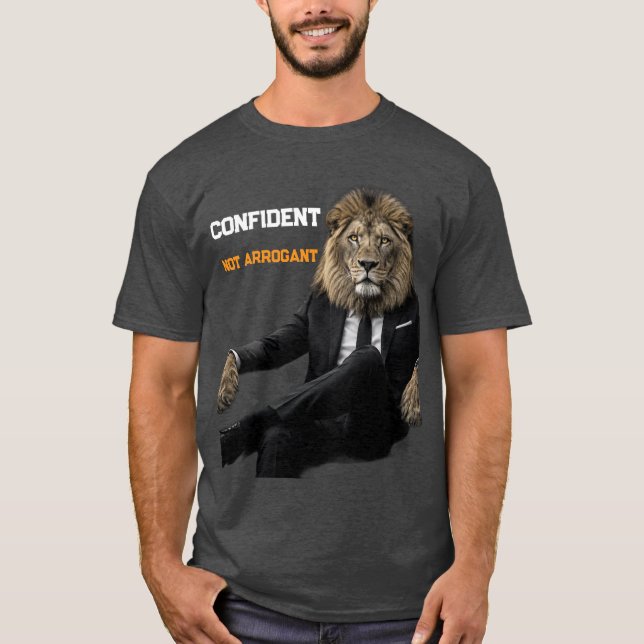 Självsäker lejon i kostym t shirt (Framsida)