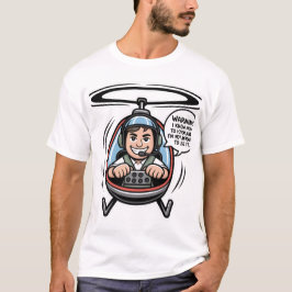 Självsäker tecknad helikopterpilot med svävningsva t shirt