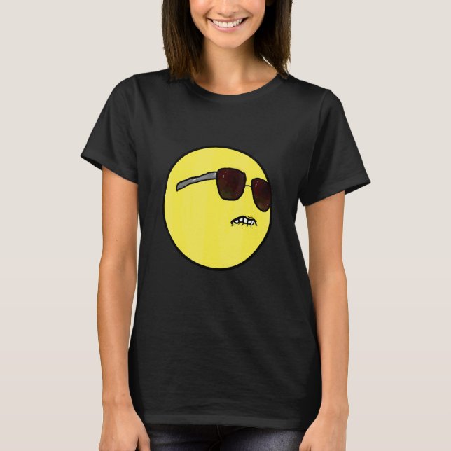 Självsäkert cool dålig kille med sina solglasögon t shirt (Framsida)