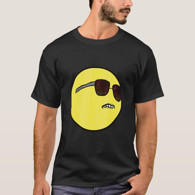 Självsäkert cool dålig kille med sina solglasögon t shirt (Framsida)