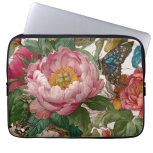 Självsäkert djärvt blomster arrangemang Fjäril och Laptop Fodral