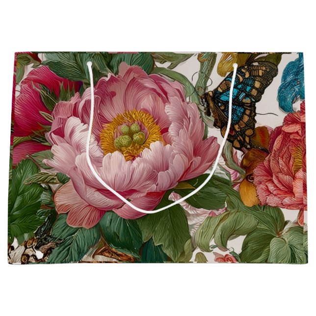 Självsäkra djärva blommotiv fjäril och peonior (Framsidan)