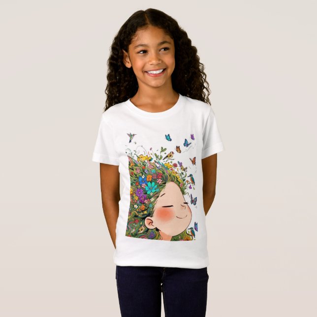 Självsäkra flickors fina jersey T-shirt (Hel framsida)