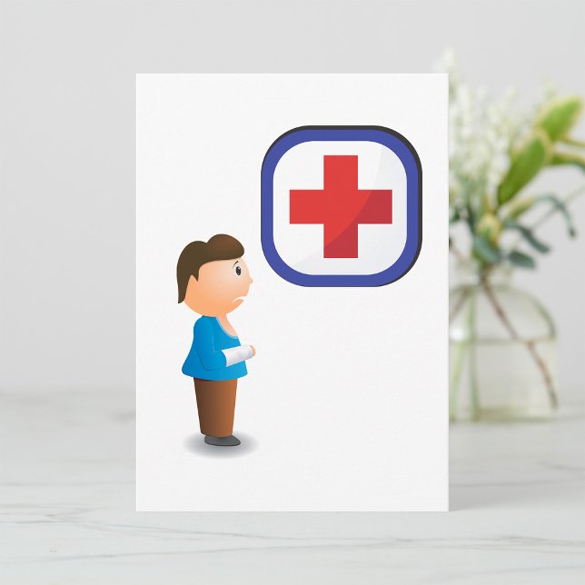 Självskadad pojke med armgips Medicinsk kors Inbjudningar (Skapare uppladdad)