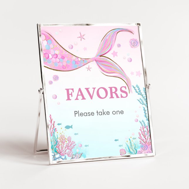 Självskriva presenter för havfrue-babyshower poster (Under the Sea Baby Shower Favors Sign)