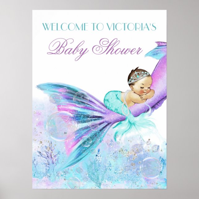 Självständiga skyltar för baby shower med havsfrum (Framsidan)