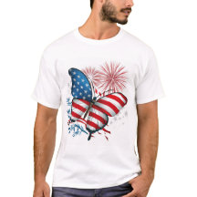 Självständighet 4:e juli Röd,Vit,Blåblå fjäril