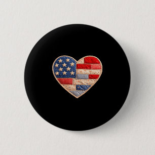 Självständighet patriotisk amerikansk flagga hjärt knapp