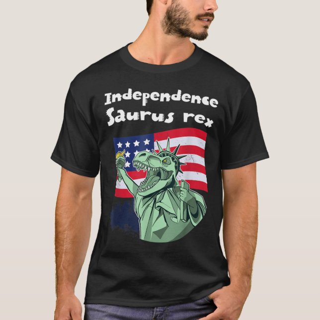 Självständighet saurus Rex 4 juli dag staty av T Shirt (Framsida)