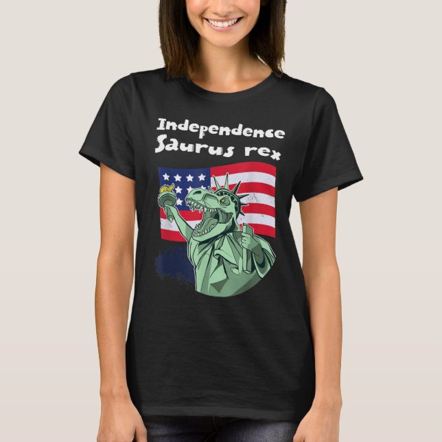 Självständighet saurus Rex 4 juli dag staty av T Shirt (Framsida)