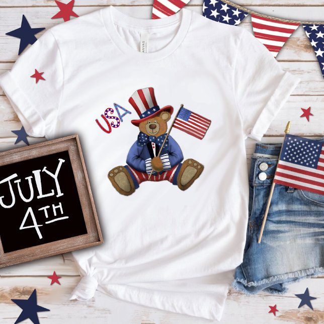 Självständighet USA Cute Bear Inspirice T Shirt (Skapare uppladdad)