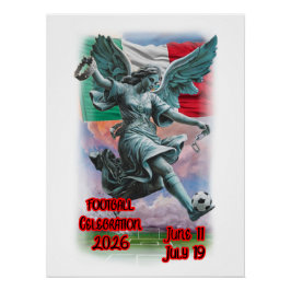 Självständighetens ängel firar fotboll på en perfect poster
