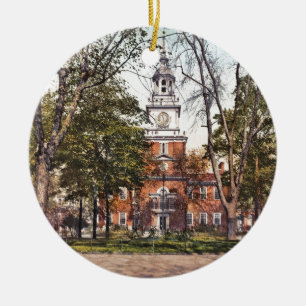 SjälvständighetHall vintage Philly Pensylvania Julgransprydnad Keramik