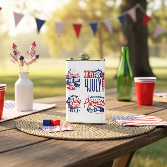 Självständighetsanda Fjärde juli Fickplunta (Spirit of Independence Fourth of July Flask)