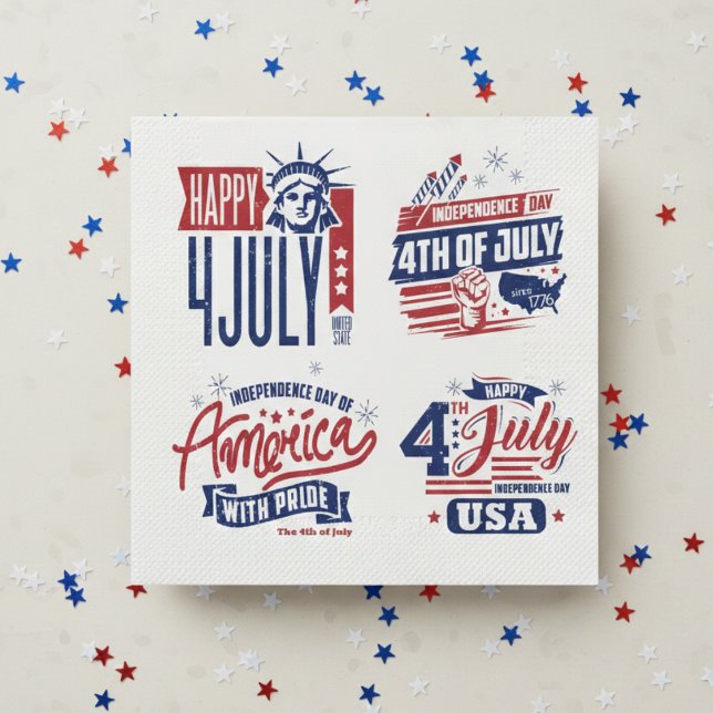 Självständighetsanda Fjärde juli Pappersservett (Clean up like a patriot.)