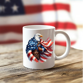 Självständighetsdag Patriotisk Örn i Flagga Kaffemugg