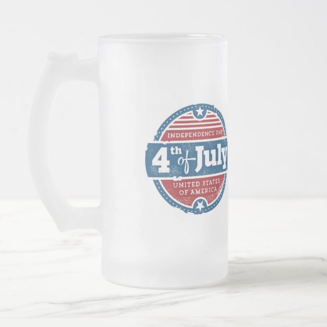Självständighetsdagen 4 juli frostat ölglas (Vänster)
