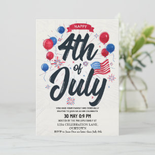Självständighetsdagen 4 juli Patriotisk Inbjudningar