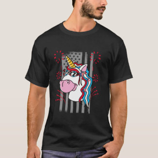 Självständighetsdagen Americorn Enhörning USA-fest T Shirt