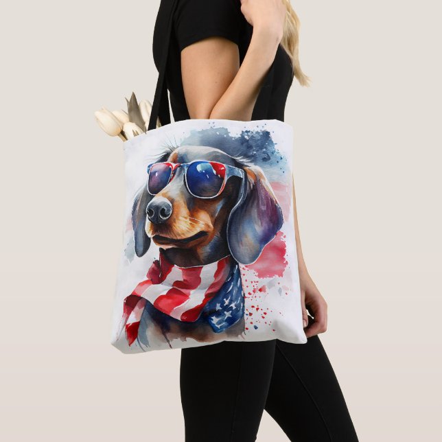 SJÄLVSTÄNDIGHETSDAGEN DACHSHUND HANDVÄSKA TYGKASSE (Närbild)