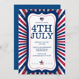 Självständighetsdagen den 4:e juli stjärnor och rä inbjudningar