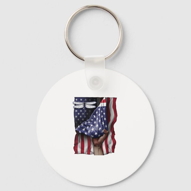 Självständighetsdagen Förenta staternas Flagga Dra Nyckelring (Framsida)