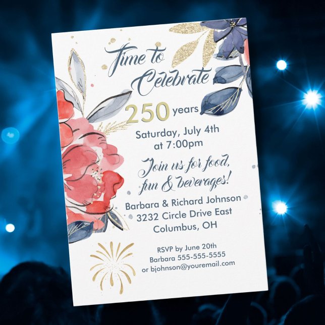 Självständighetsdagsfirande 250-årsjubileum USA-fe Inbjudningar (Skapare uppladdad)