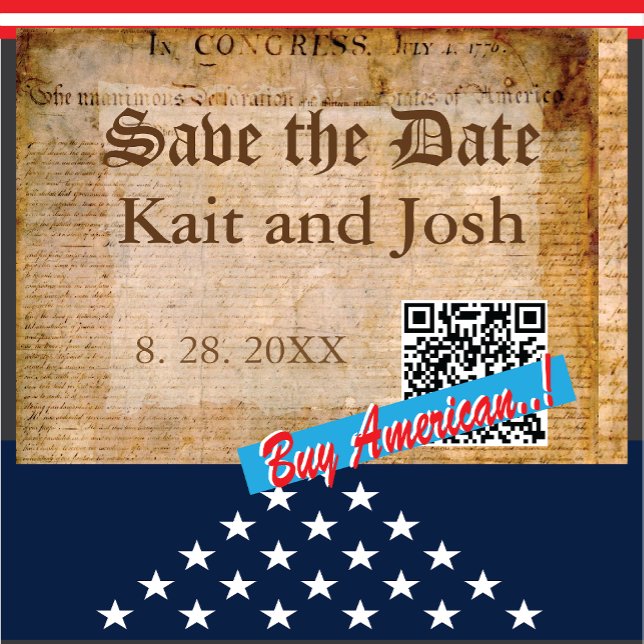 Självständighetsförklaring 📜 1776 Vintage Inbjudningar (Honor American history with this stunning Declaration of Independence Wedding save the date!)
