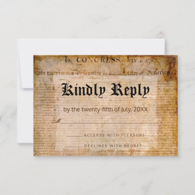 Självständighetsförklaring 📜 Bröllop OSA Kort (Framsida)