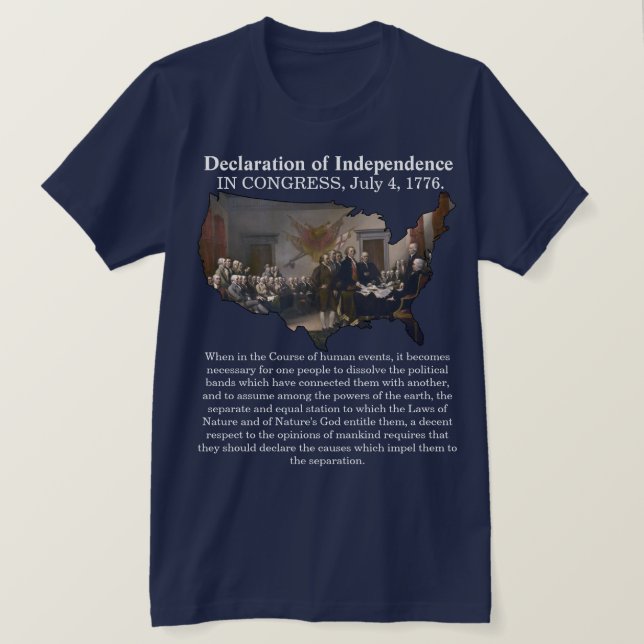 Självständighetsförklaring CONGRESS, 4 juli 1776 T Shirt (Design framsida)