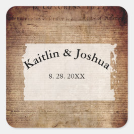 Självständighetsförklaring 📜 historik 1776 fyrkantigt klistermärke