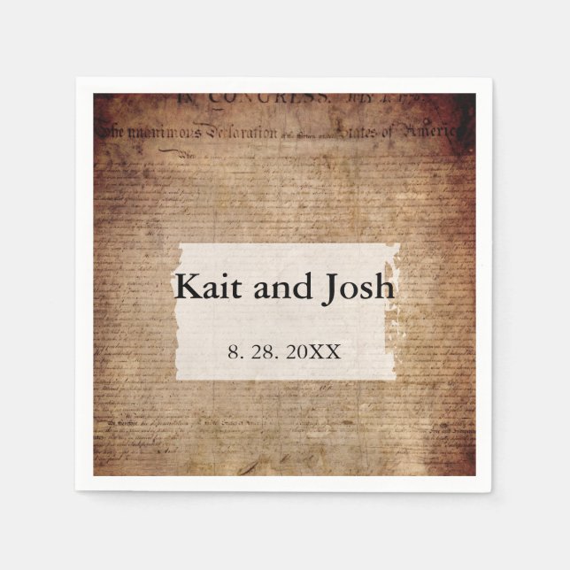 Självständighetsförklaring 📜 historik 1776 pappersservett (Framsidan)