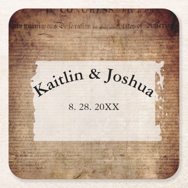 Självständighetsförklaring 📜 historik 1776 underlägg papper kvadrat (Framsidan)