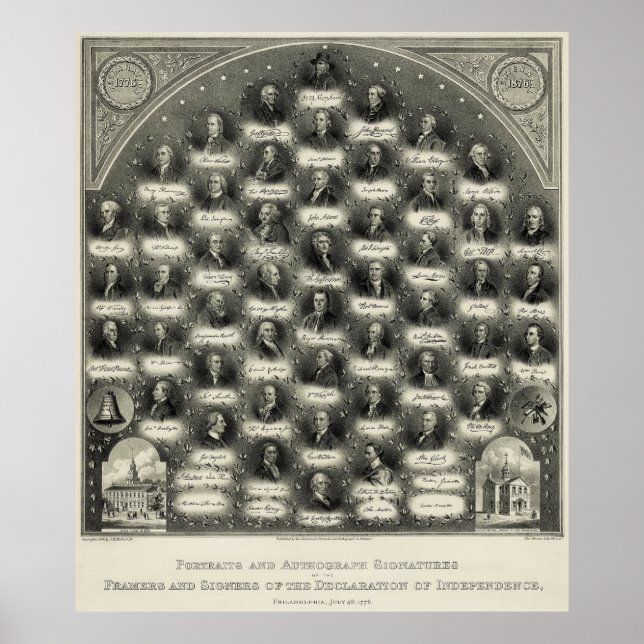 Självständighetsförklaring Porträtt Namnteckning Poster (Framsidan)