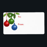 Självstifts Gift-Märkre: Färgad jul Bollar Fraktsedel<br><div class="desc">Etikett/märkre för självhäftande gåva med Färgad Jul Bollar</div>