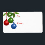 Självstifts Gift-Märkre: Färgad jul Bollar Fraktsedel<br><div class="desc">Etikett/märkre för självhäftande gåva med Färgad Jul Bollar</div>