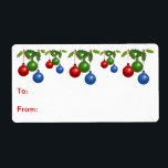 Självstifts Gift-Märkre: Färgad jul Bollar Fraktsedel<br><div class="desc">Etikett/märkre för självhäftande gåva med Färgad Jul Bollar</div>