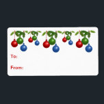 Självstifts Gift-Märkre: Färgad jul Bollar Fraktsedel<br><div class="desc">Etikett/märkre för självhäftande gåva med Färgad Jul Bollar</div>