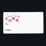 Självstifts Gift-Märkre: Färgad jul Snöflingor Fraktsedel<br><div class="desc">Etikett/märkre för självhäftande gåva med Färgad Jul Snöflingor</div>