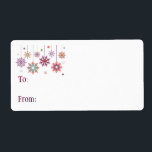Självstifts Gift-Märkre: Färgad jul Snöflingor Fraktsedel<br><div class="desc">Etikett/märkre för självhäftande gåva med Färgad Jul Snöflingor</div>