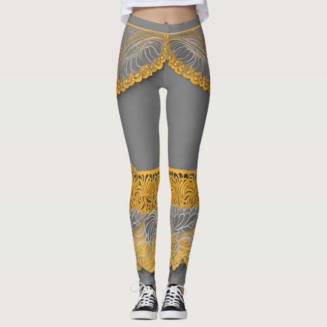 Självsvängande kjol på spets AI-konst  Leggings (Framsida)