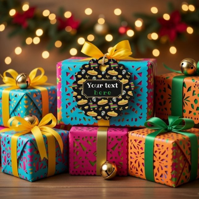 Självtema Mexikansk Fiesta & Día de Muertos Gåvor Etiketter (Skapare uppladdad)